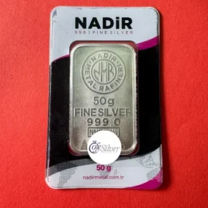 خرید شمش نقره ندیر 50 گرمی
